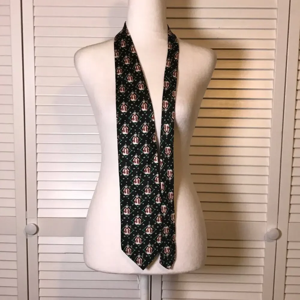 NWT Holiday by MMG Snowman Christmas Theme Wide Short Silk Necktie